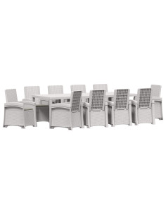 Set da Pranzo per Giardino 11 pz Bianco e Grigio Chiaro PP 2