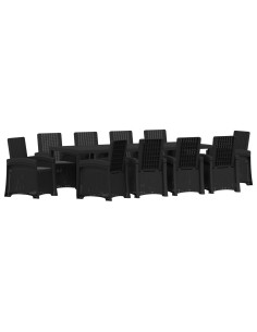 Set da Pranzo per Giardino 11 pz Antracite PP 2