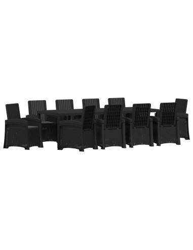 Set da Pranzo per Giardino 11 pz Antracite PP