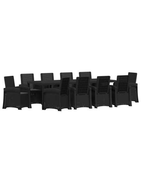 Set da Pranzo per Giardino 11 pz Antracite PP
