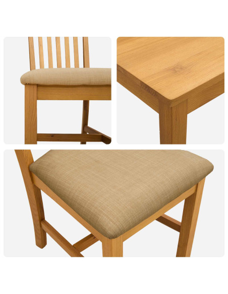 Set da pranzo 9 pz Beige Legno di Quercia Massello