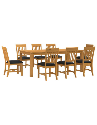 Set da pranzo 9 pz Nero Legno di Quercia Massello