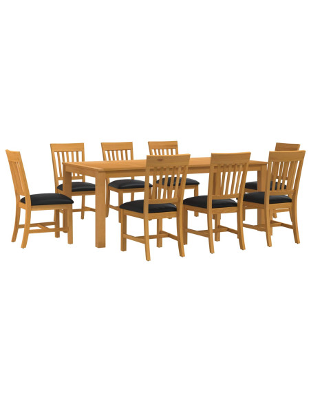 Set da pranzo 9 pz Nero Legno di Quercia Massello