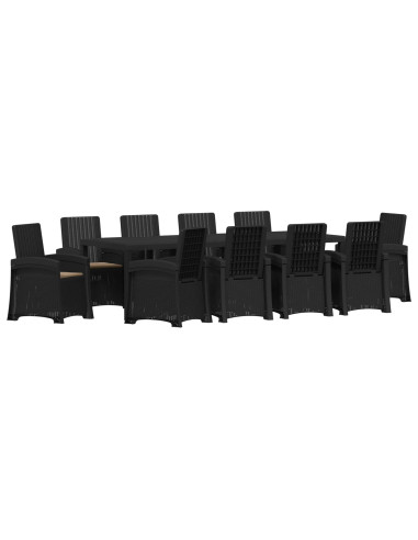 Set da Pranzo per Giardino 11 pz Antracite e Tortora PP