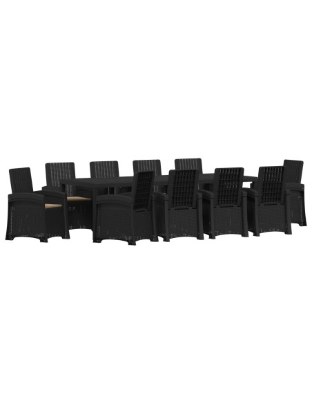 Set da Pranzo per Giardino 11 pz Antracite e Tortora PP