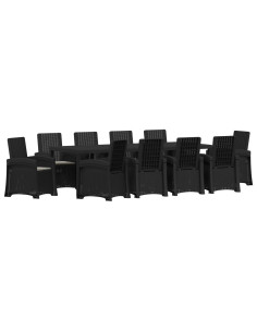 Set da Pranzo per Giardino 11 pz Antracite e Grigio chiaro PP 2