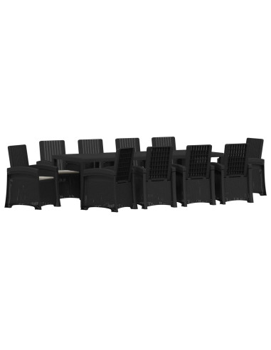 Set da Pranzo per Giardino 11 pz Antracite e Grigio chiaro PP