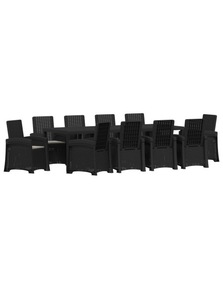 Set da Pranzo per Giardino 11 pz Antracite e Grigio chiaro PP