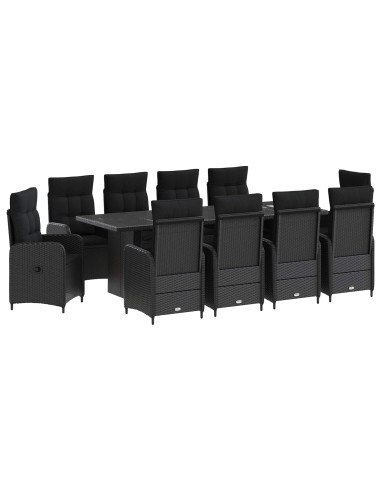 Set da pranzo per esterni 11 pz Nero polyrattan