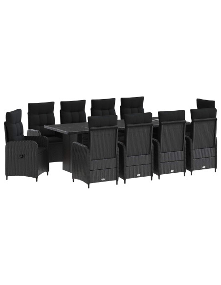 Set da pranzo per esterni 11 pz Nero polyrattan