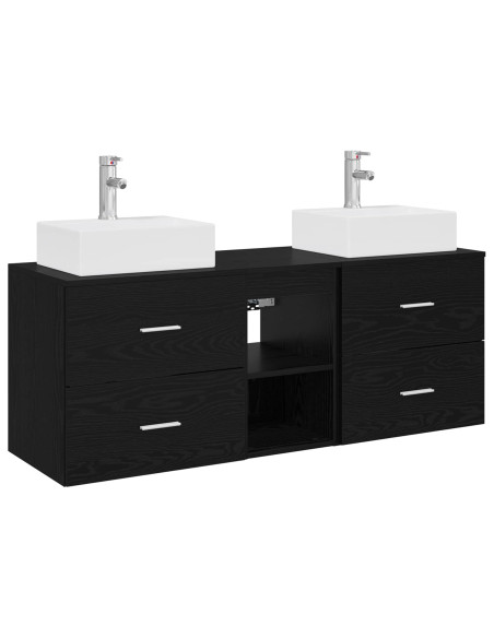 Set di Armadi da Bagno 3 pz Nero 49,5 x 41 x 62,5 cm