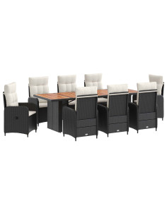 Set da pranzo per esterni 9 pz Nero e Bianco Crema polyrattan 2
