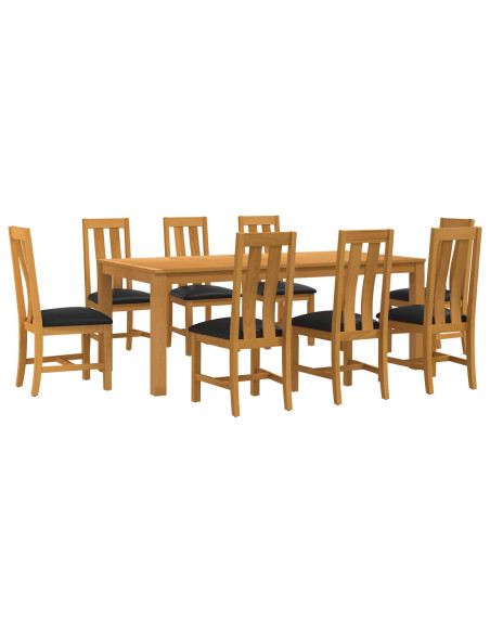 Set da pranzo 9 pz Nero Legno di Quercia Massello