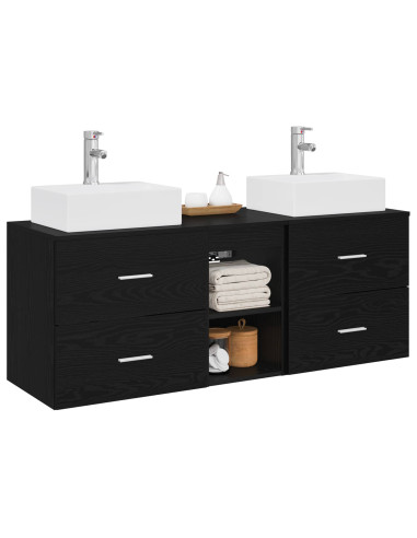 Set di Armadi da Bagno 3 pz Nero 49,5 x 41 x 62,5 cm