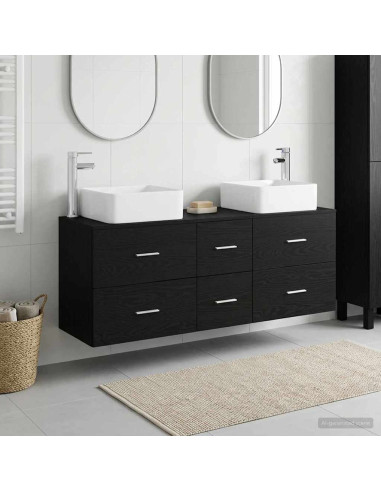 Set di Armadi da Bagno 3 pz Nero 49,5 x 41 x 63 cm