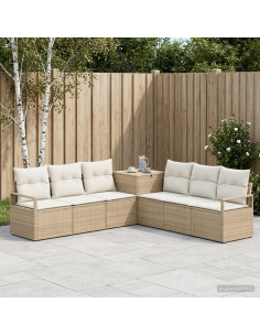 Set di divani 7 pz Beige e Bianco Crema