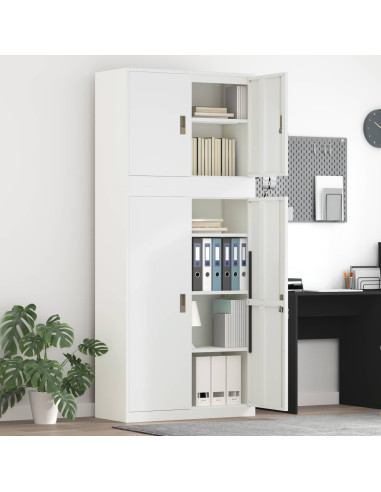 Armadio 2 pz Bianco 90 x 40 x 210 cm Acciaio Bloccabile
