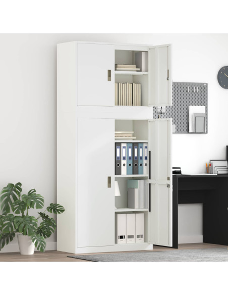 Armadio 2 pz Bianco 90 x 40 x 210 cm Acciaio Bloccabile