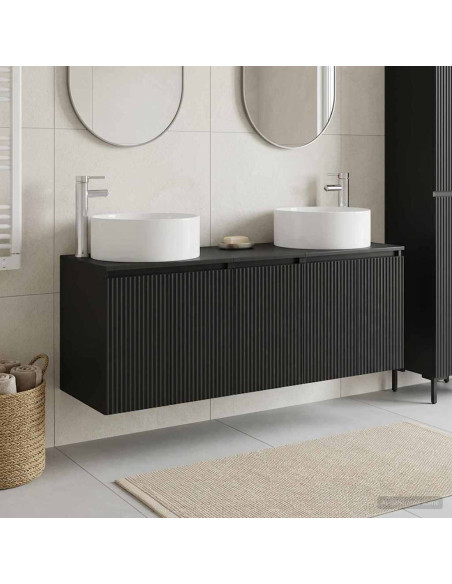 Set di Armadi da Bagno 3 pz Nero 49,5 x 44,5 x 65,5 cm