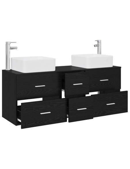 Set di Armadi da Bagno 3 pz Nero 49,5 x 41 x 63 cm