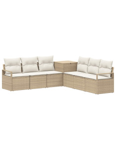 Set di divani 7 pz Beige e Bianco Crema 2