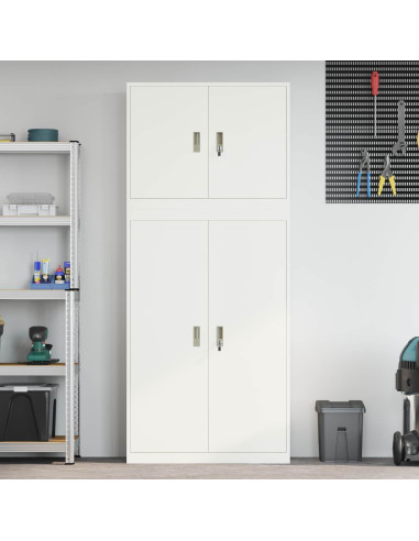 Armadio 2 pz Bianco 90 x 40 x 210 cm Acciaio Bloccabile