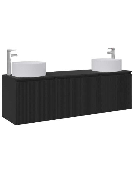 Set di Armadi da Bagno 3 pz Nero 49,5 x 44,5 x 65,5 cm