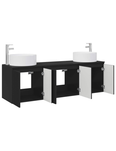 Set di Armadi da Bagno 3 pz Nero 49,5 x 44,5 x 65,5 cm
