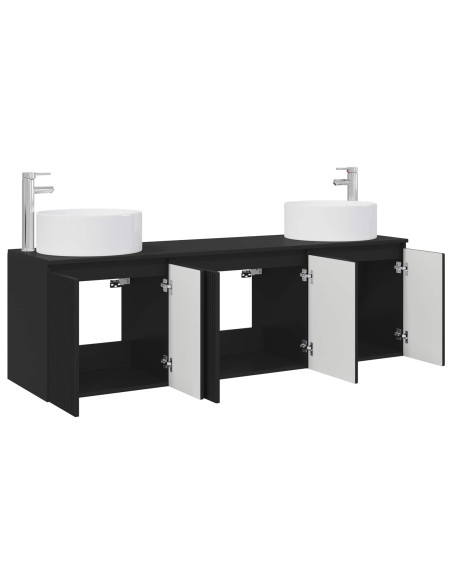 Set di Armadi da Bagno 3 pz Nero 49,5 x 44,5 x 65,5 cm