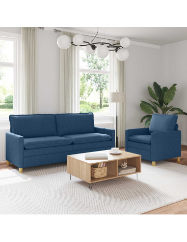 Set di divani 2 pz Blu Tessuto