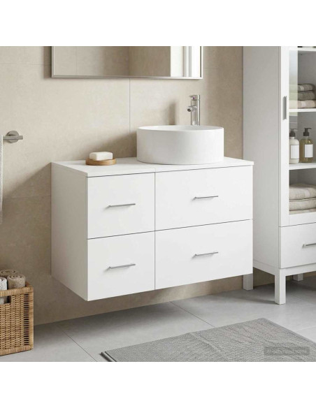 Set di mobili per il bagno 2 pz Bianco Legno ingegnerizzato