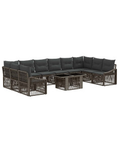 Set Divano da Giardino 11 pz Grigio e Grigio Scuro polyrattan 2