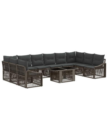 Set Divano da Giardino 11 pz Grigio e Grigio Scuro polyrattan
