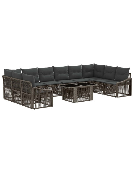 Set Divano da Giardino 11 pz Grigio e Grigio Scuro polyrattan