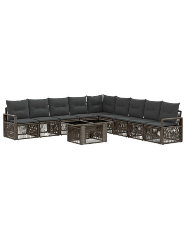 Set Divano da Giardino 10 pz Grigio e Grigio Scuro polyrattan