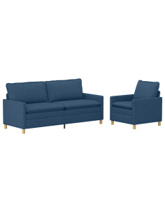 Set di divani 2 pz Blu Tessuto 2