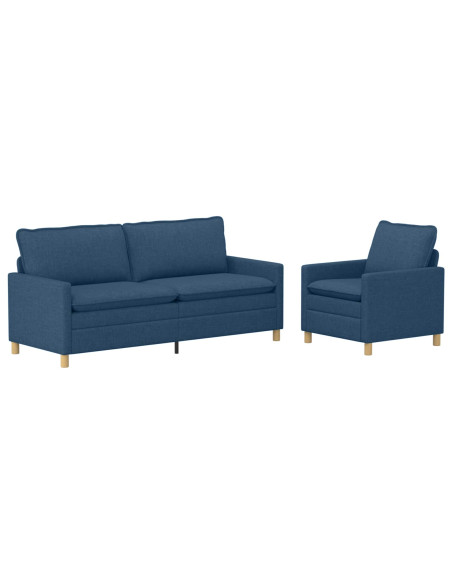 Set di divani 2 pz Blu Tessuto