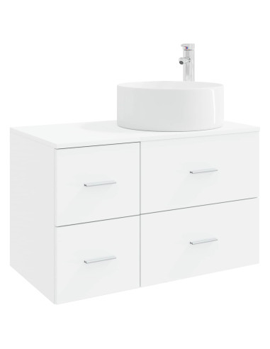Set di mobili per il bagno 2 pz Bianco Legno ingegnerizzato