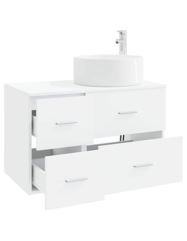 Set di mobili per il bagno 2 pz Bianco Legno ingegnerizzato