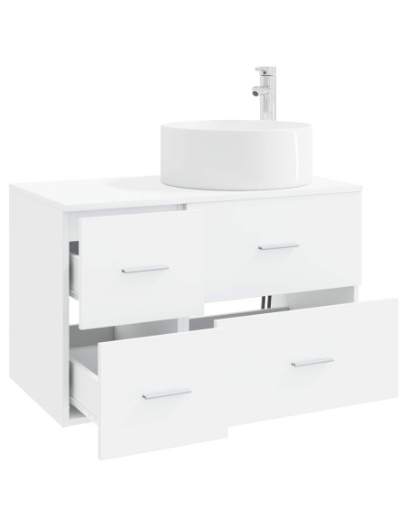 Set di mobili per il bagno 2 pz Bianco Legno ingegnerizzato