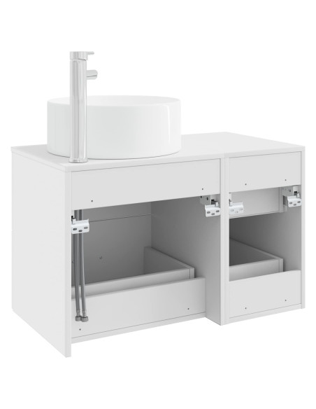 Set di mobili per il bagno 2 pz Bianco Legno ingegnerizzato