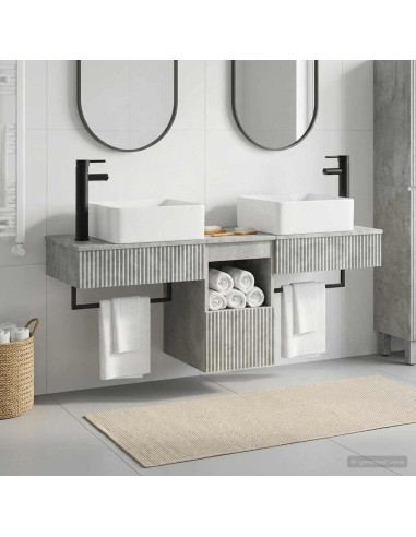 Set di Armadi da Bagno 3 pz Grigio Cemento 53 x 35 x 39 cm