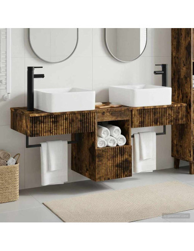 Set di Armadi da Bagno 3 pz Rovere Fumo 53 x 35 x 39 cm