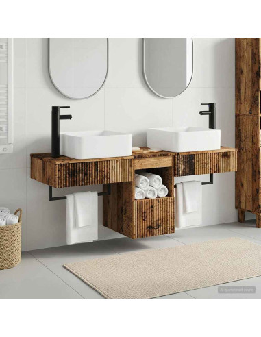 Set di Armadi da Bagno 3 pz Legno antico 53 x 35 x 39 cm