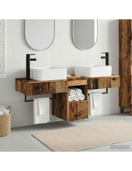 Set di Armadi da Bagno 3 pz Legno antico 53 x 35 x 39 cm