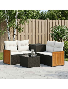 Set di divani 6 pz Nero e Bianco Crema
