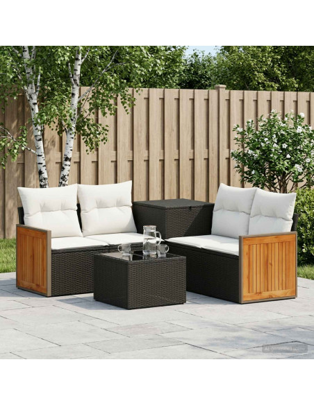 Set di divani 6 pz Nero e Bianco Crema