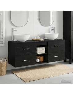 Set di Armadi da Bagno 3 pz Rovere Nero 49,5 x 41 x 64,5 cm