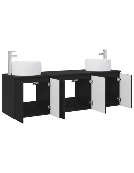 Set di Armadi da Bagno 3 pz Nero 49,5 x 44,5 x 66 cm