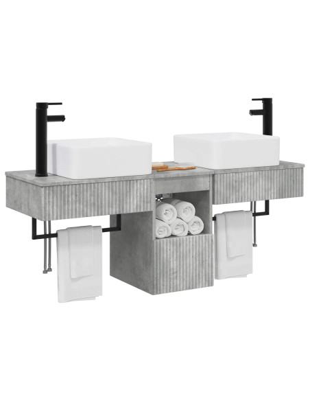 Set di Armadi da Bagno 3 pz Grigio Cemento 53 x 35 x 39 cm